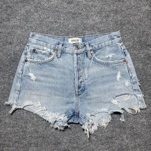 Agolde Parker Distressed Shorts Womens Size 24 Blue Wash Casual Denim